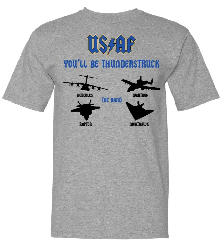 USAF-Thunderstruck  Men's / Unisex Midweight Short Sleeve Tee: