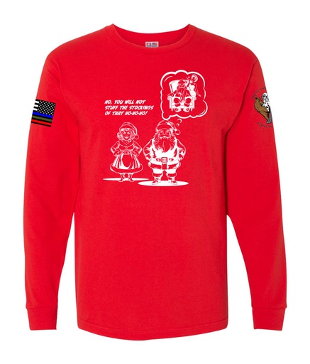 "Santa Stuffing Stockings" Men's Red Long Sleeve Tee