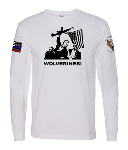 "WOLVERINES" (Front Design) Men's / Unisex White Long Sleeve Tee