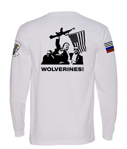 "WOLVERINES" (Back Design) Men's / Unisex White Long Sleeve Tee