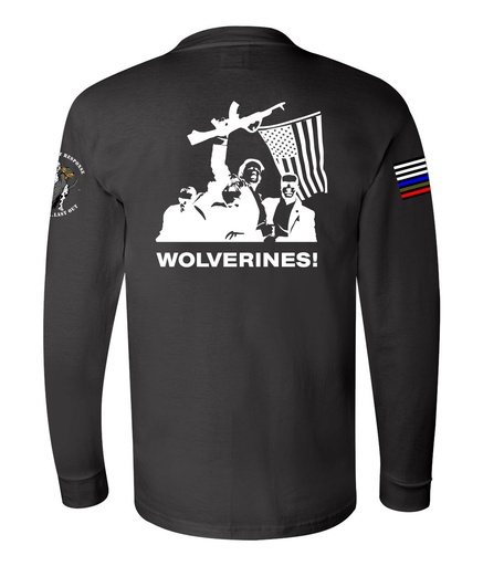 "WOLVERINES" (Back Design) Men's / Unisex Black Long Sleeve Tee