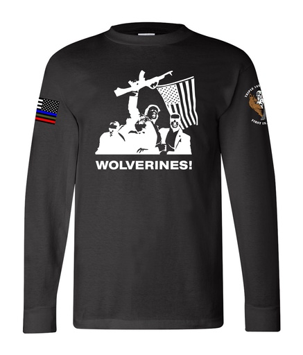 "WOLVERINES" (Front Design) Men's / Unisex Black Long Sleeve Tee