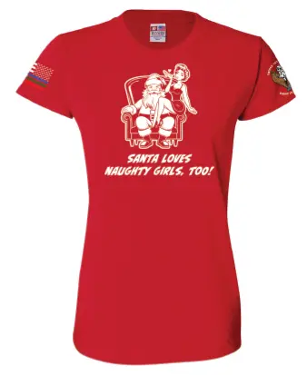 "Santa Loves Naughty Girls Too" Women's Short Sleeve Tee